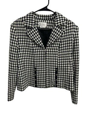 Conrad C Collection 14 Black White Houndstooth Cropped Jacket Dark Academia Retr